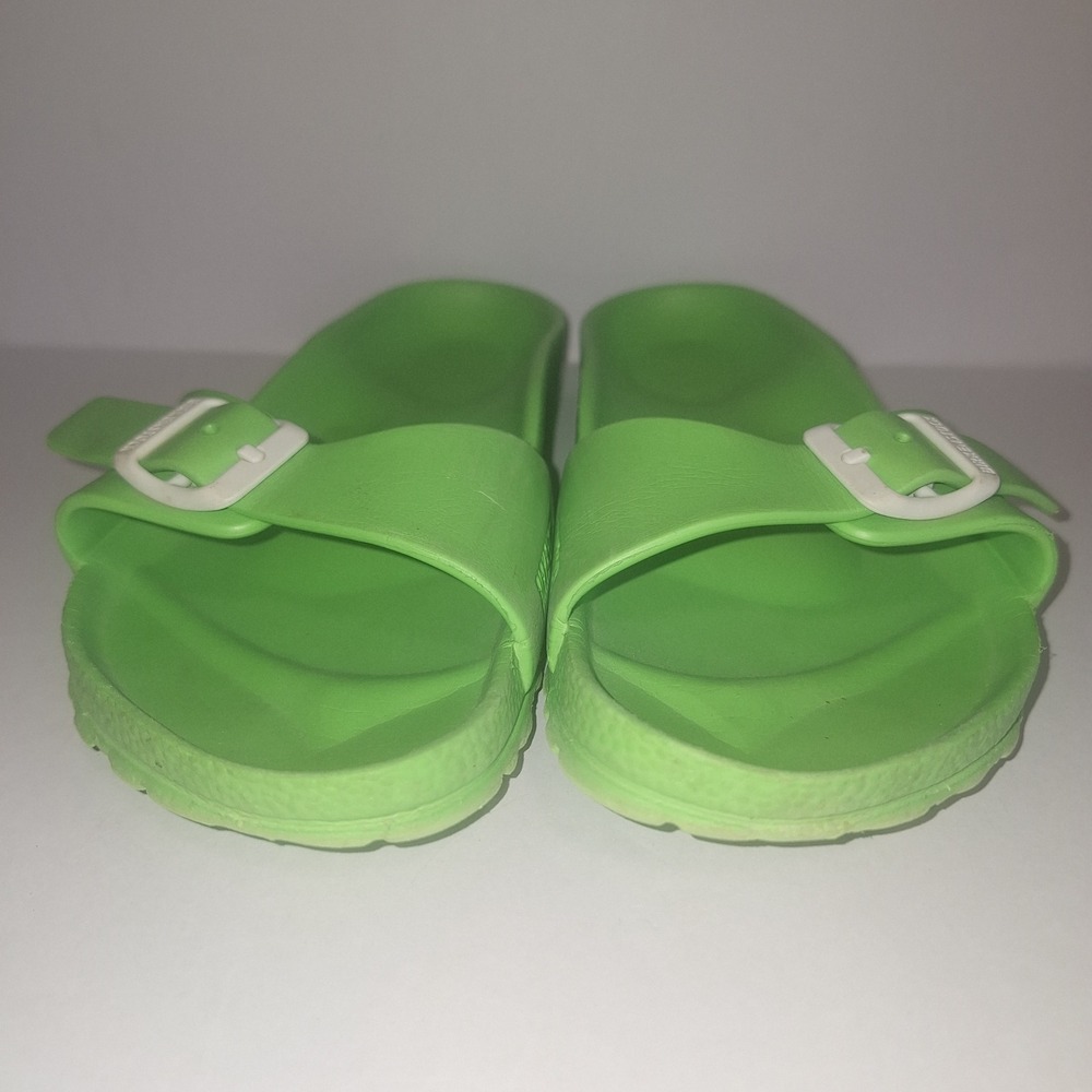 Birkenstock Madrid Essentials EVA Slides Neon Green Single Strap Sandals 40